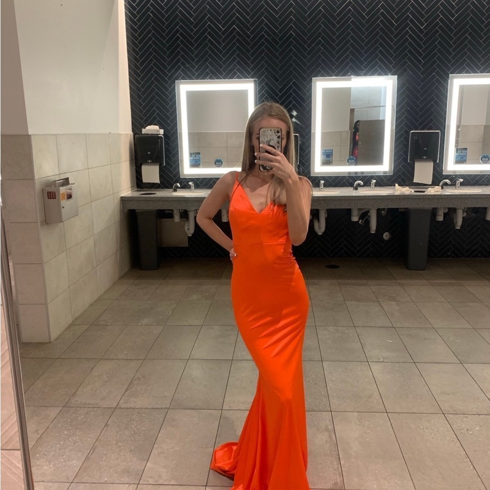 Vibrant Orange Backless Gown